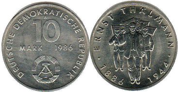 monnaie East Allemagne 10 mark 1986