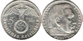 coin Nazi Germany 5 mark 1937