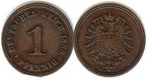 coin German Empire 1 pfennig 1888