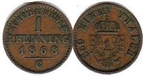 coin Prussia 1 pfennig 1868