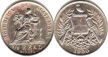 moneda antigua Guatemala 1/2 real 1900