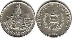 moneda Guatemala 10 centavos 1971