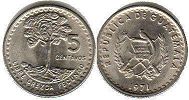 moneda Guatemala 5 centavos 1971