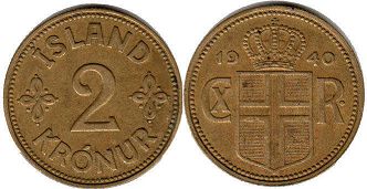 coin Iceland 2 kronur 1940