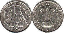 coin India 1/4 rupee 1951