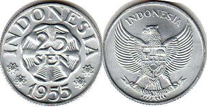 coin Indonesia 25 sen 1955