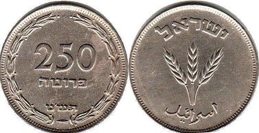 coin Israel 250 pruta 1949