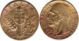 moneta Italy 10 centesimi 1940