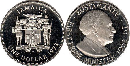 coin Jamaica 1 dollar 1973