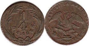 moneda Mexicana 1/4 real 1836