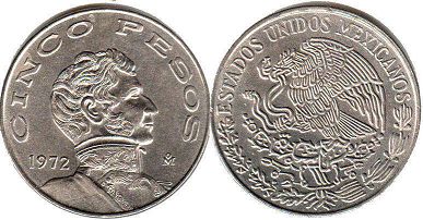 moneda Mexico 5 pesos 1972