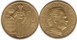 piece Monaco 50 centimes 1962