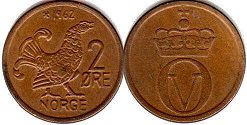 mynt Norge 2 öre 1962