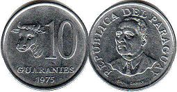 moneda Paraguay 10 guaranies 1976