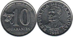 coin Paraguay 10 guaranies 1988