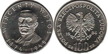 coin Poland 100 zlotych 1984