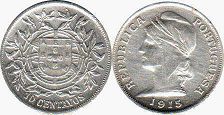 coin Portugal 10 centavos 1915