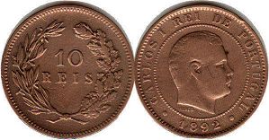 coin Portugal 10 reis 1892
