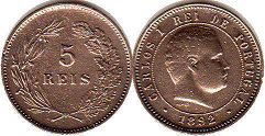 coin Portugal 5 reis 1892