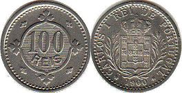 coin Portugal 100 reis 1900