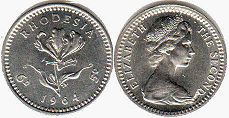 coin Rhodesia 6 pence 5 cents 1964