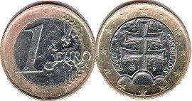 munt Slowakije 1 euro 2009