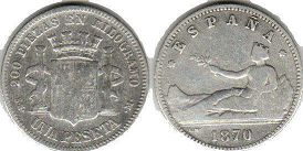 coin Spain 1 peseta 1870