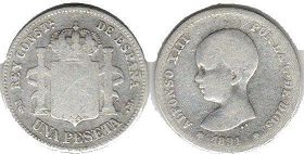 coin Spain 1 peseta 1891