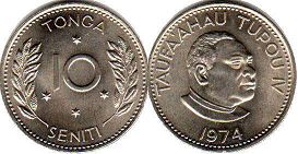 coin Tonga 10 seniti 1974