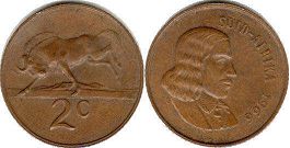 coin South Africa 2 cents 1966