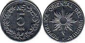 moneda Ururuay 5 new pesos 1989