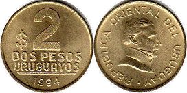 coin Uruguay 2 pesos 1994