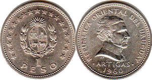 moneda Uruguay 1 peso 1960
