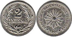 coin Uruguay 2 centesimos 1901
