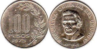coin Uruguay 100 pesos 1973