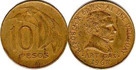 coin Uruguay 10 pesos 1968