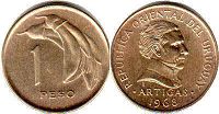 moneda Uruguay 1 peso 1968