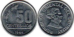 coin Uruguay 50 centesimos 1994