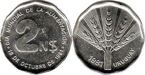 coin Ururuay 2 new pesos 1981