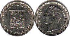moneda Venezuela 50 centimes 1965