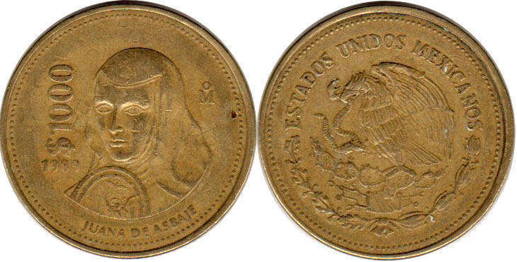coin Mexico 1000 pesos 1989