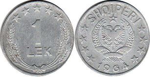 coin Albania 1 lek 1964