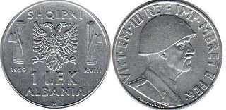 coin Albania 1 lek 1939