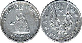 coin Albania 50 qindarka 1969