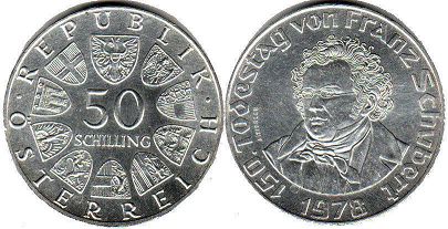 Münze Österreich 50 schilling 1978