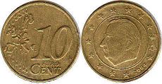 pièce Belgique 10 euro cent 2004