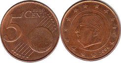 moneda Bélgica 5 euro cent 2006