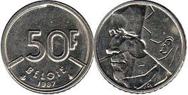 coin Belgium 50 francs 1987