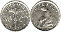 pièce Belgique 50 centimes 1923