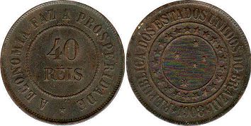 moeda brasil 40 reis 1908